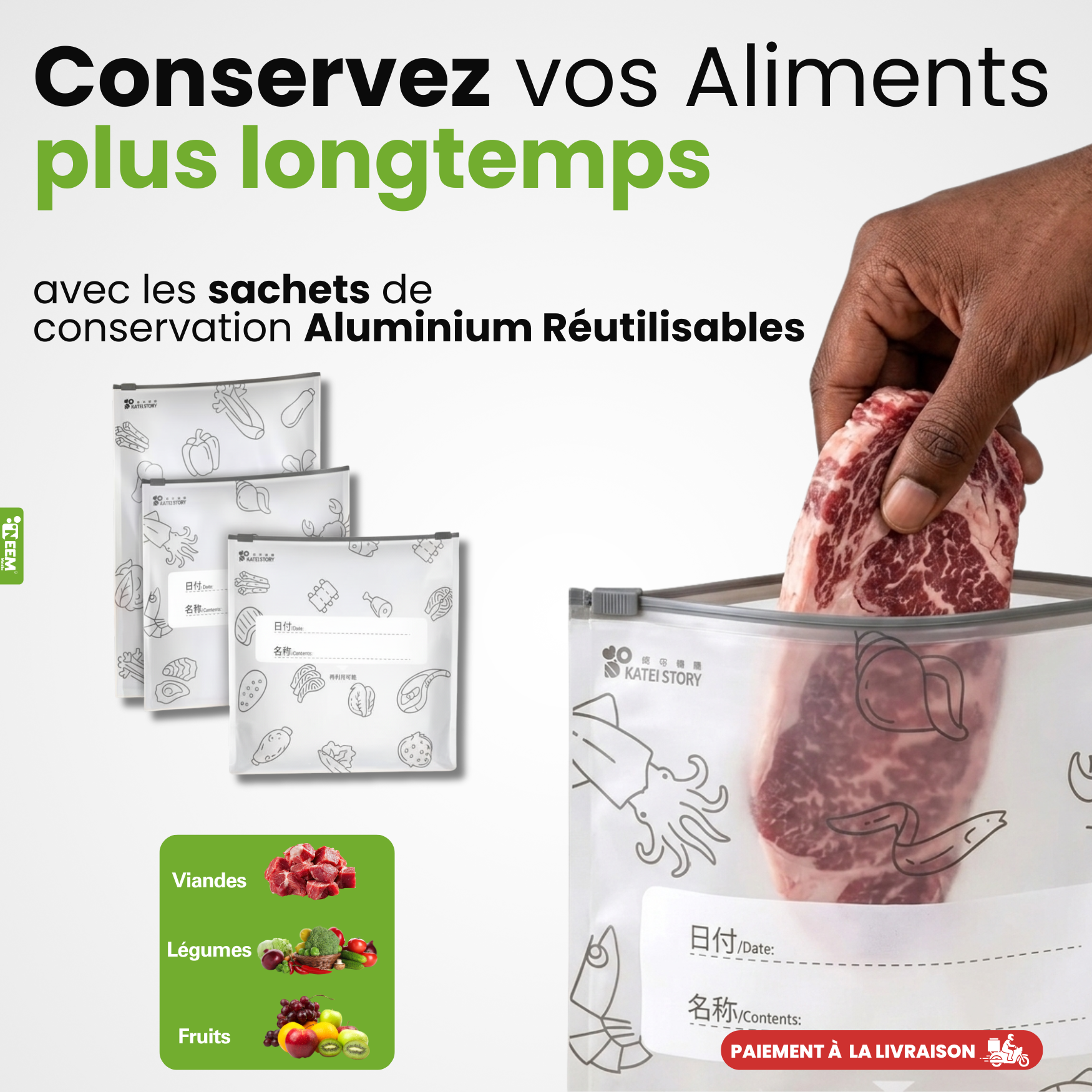 Sacs de Conservation Réutilisables - Fraîcheur Garantie
