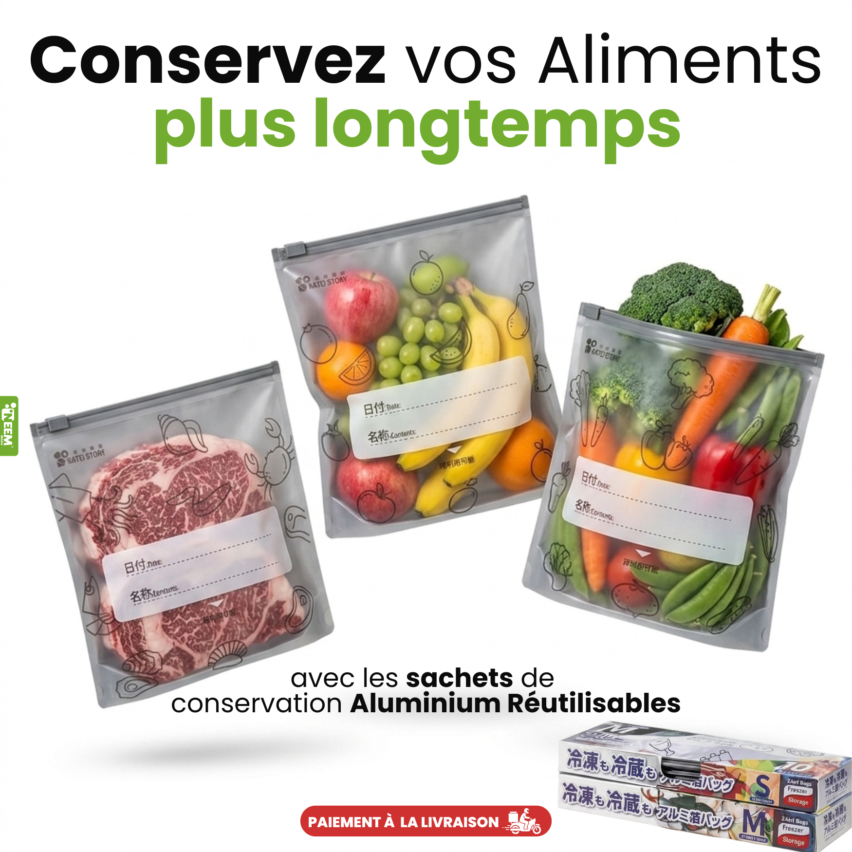 Sacs de Conservation Réutilisables - Fraîcheur Garantie